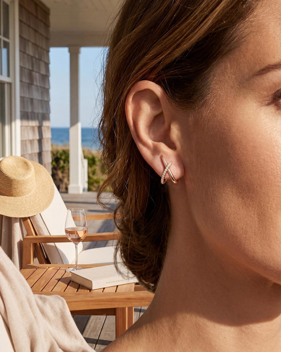 Trendy Rose Gold Stud Earrings – photo 4