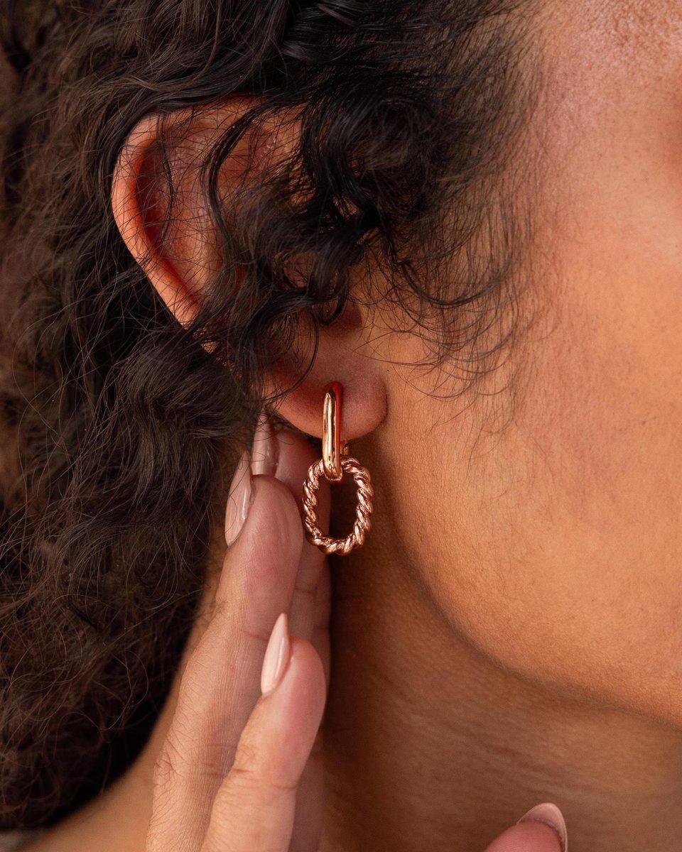Dainty Rose Gold Dangle Earrings – photo 2