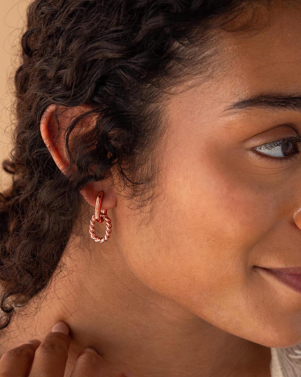 Dainty Rose Gold Dangle Earrings – photo 3