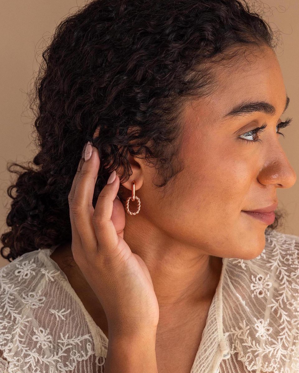 Dainty Rose Gold Dangle Earrings – photo 4