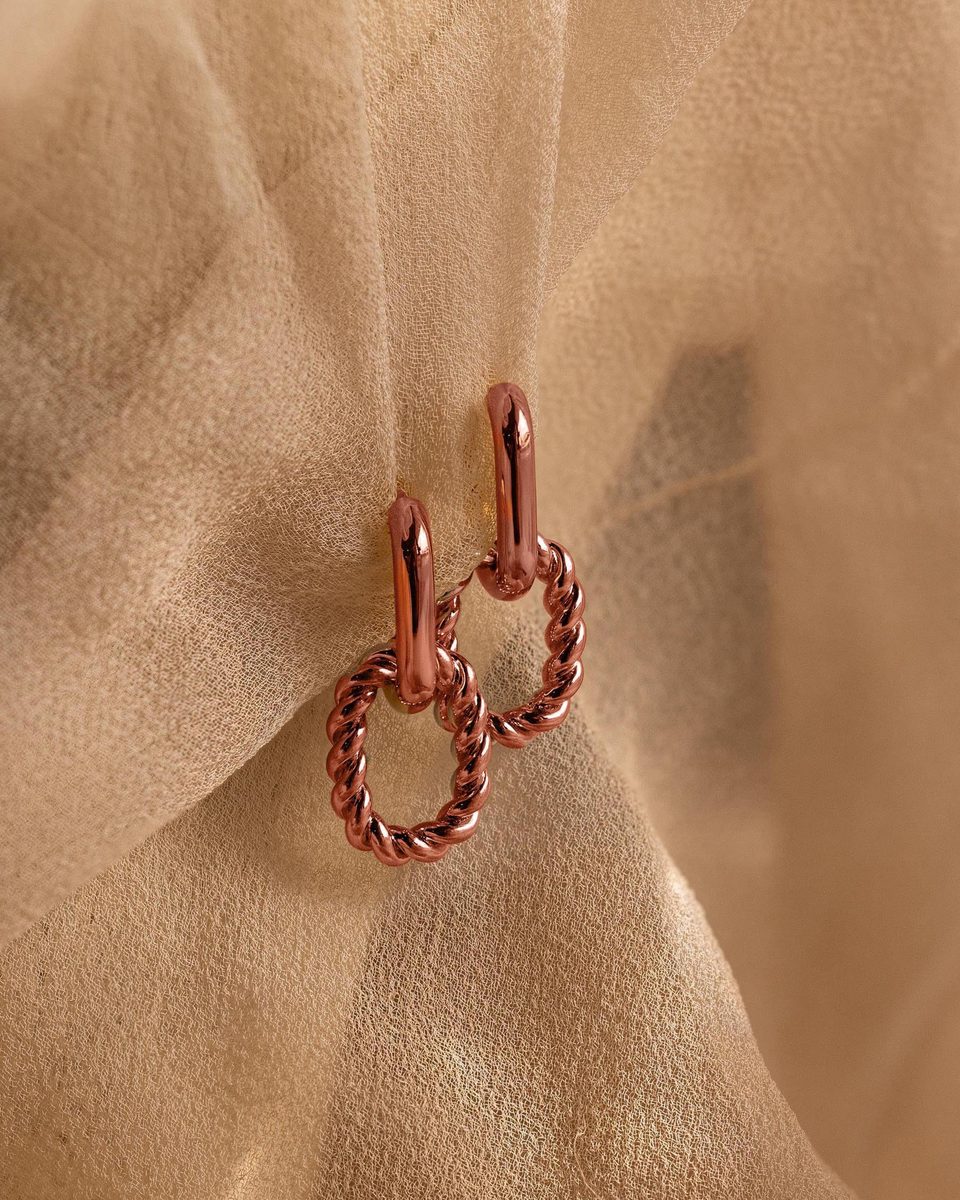 Dainty Rose Gold Dangle Earrings – photo 5
