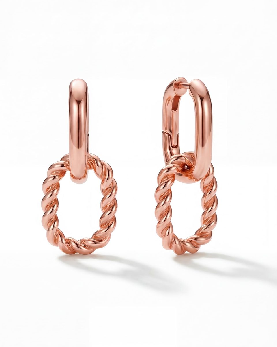 Dainty Rose Gold Dangle Earrings – photo 7