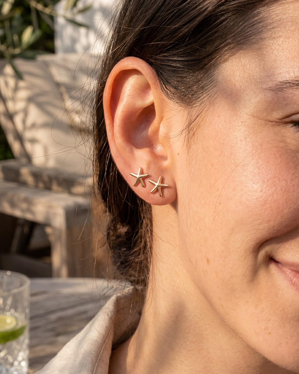 Dainty Rose Gold Stud Earrings – photo 2