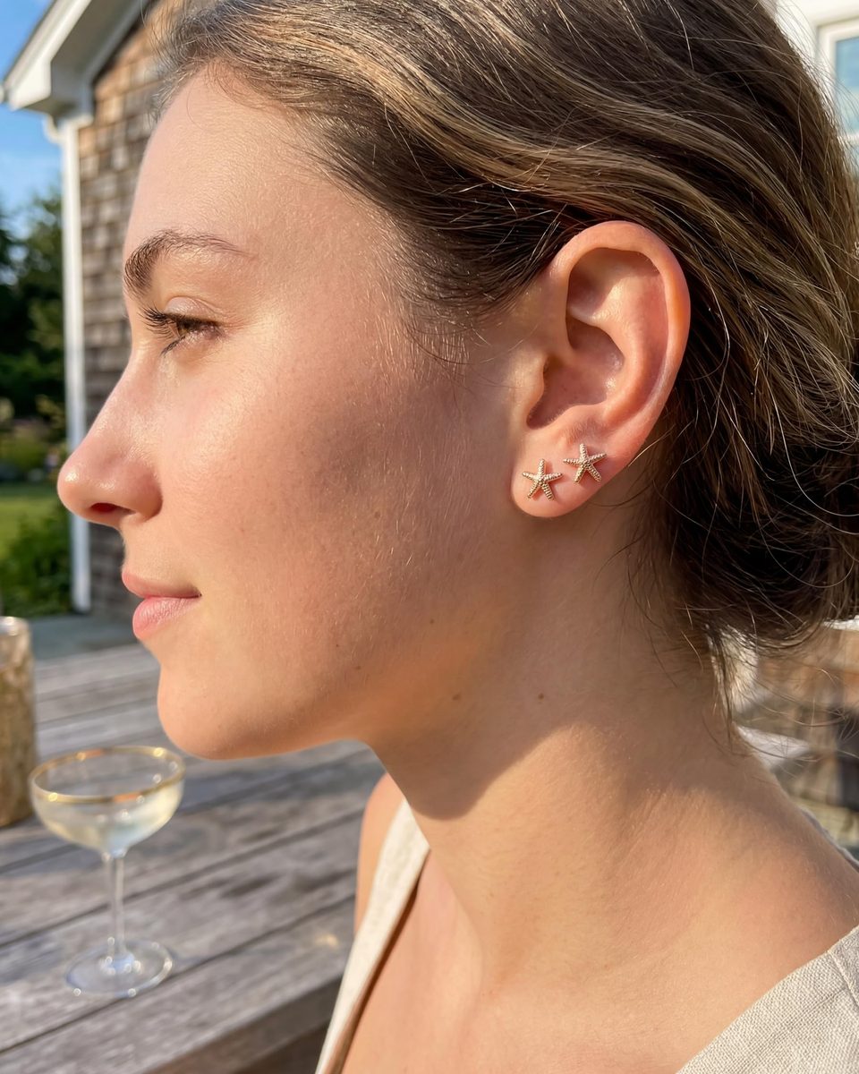 Dainty Rose Gold Stud Earrings – photo 3