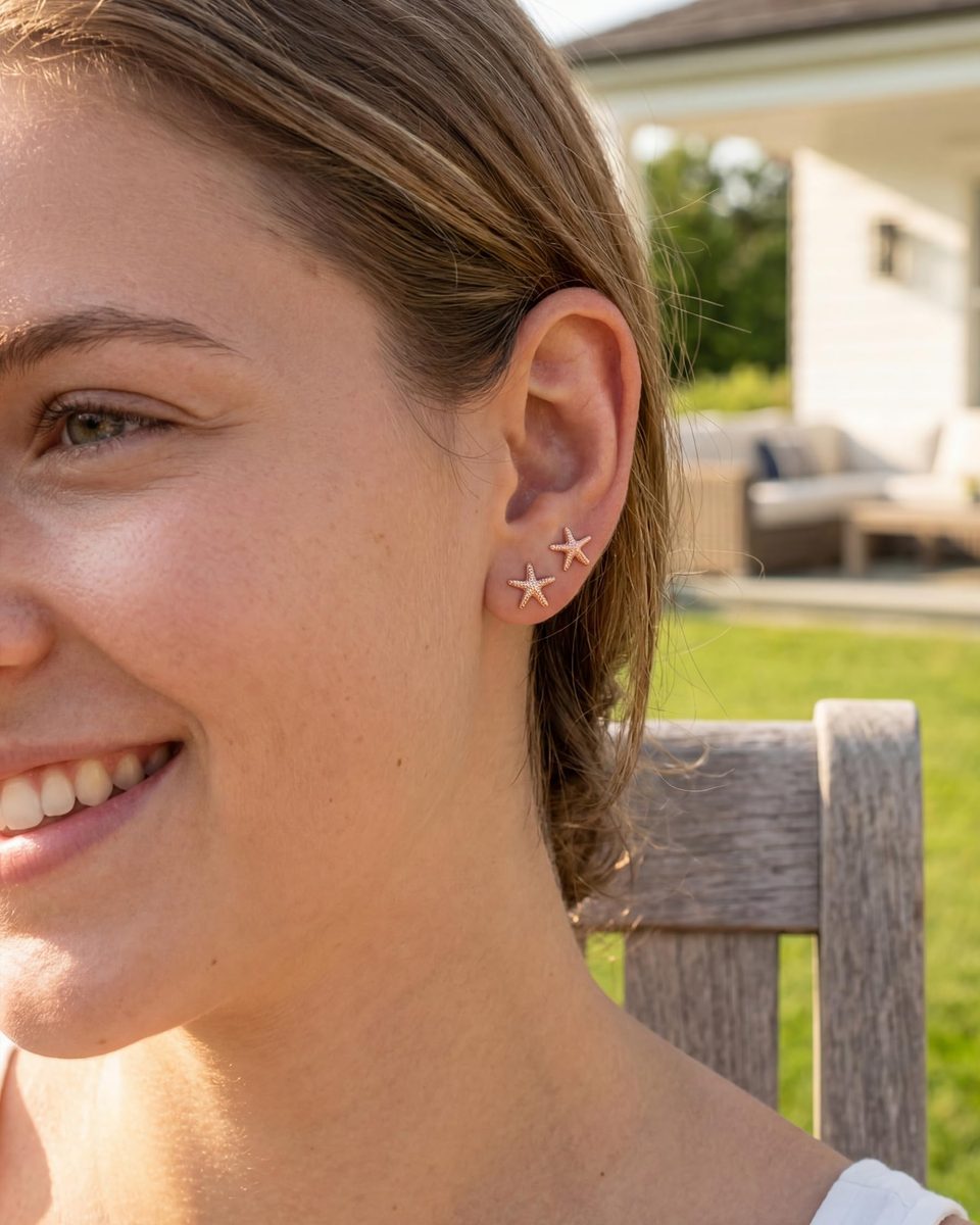 Dainty Rose Gold Stud Earrings – photo 4