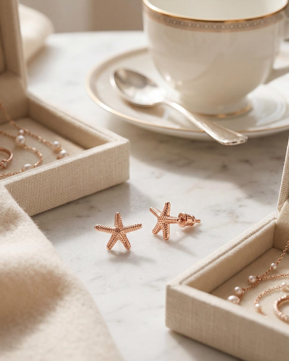 Dainty Rose Gold Stud Earrings – photo 9