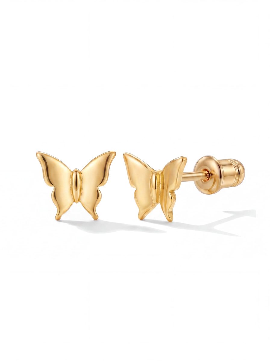 Trendy 14K Gold Stud Earrings