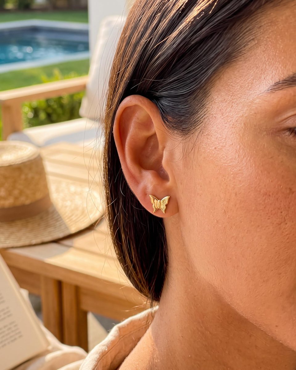 Trendy 14K Gold Stud Earrings – photo 2