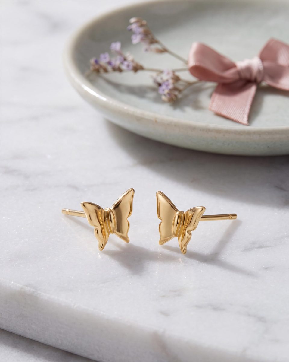 Trendy 14K Gold Stud Earrings – photo 5