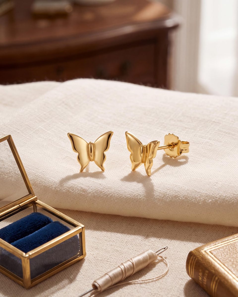 Trendy 14K Gold Stud Earrings – photo 6