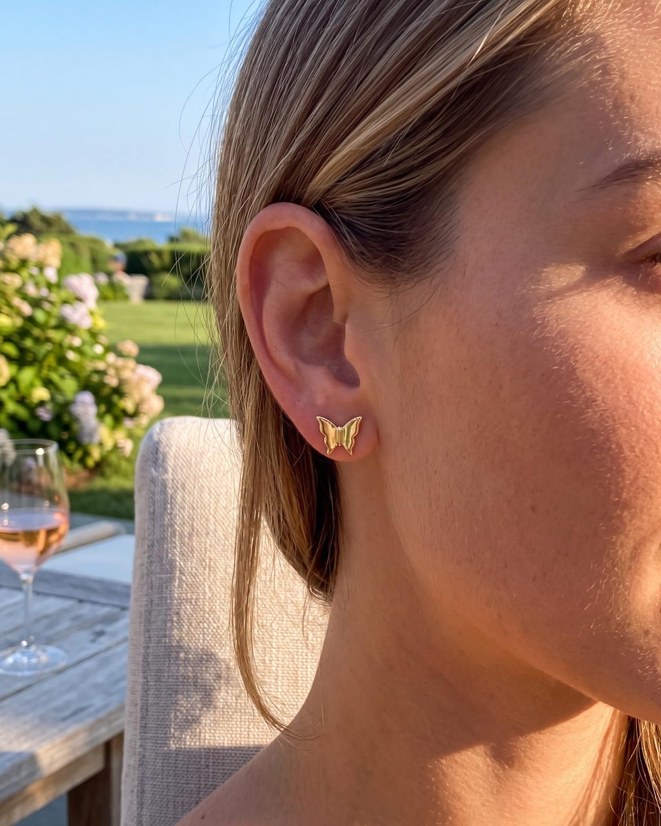 Trendy 14K Gold Stud Earrings – photo 7