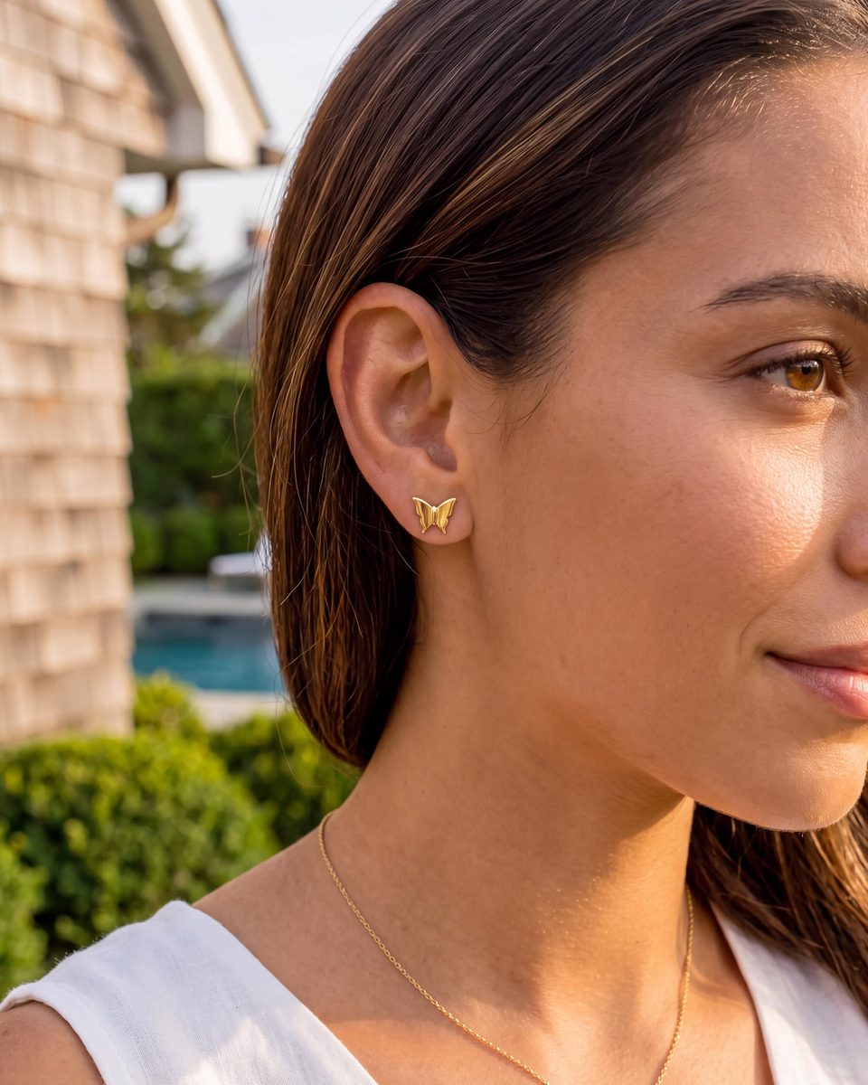 Trendy 14K Gold Stud Earrings – photo 8