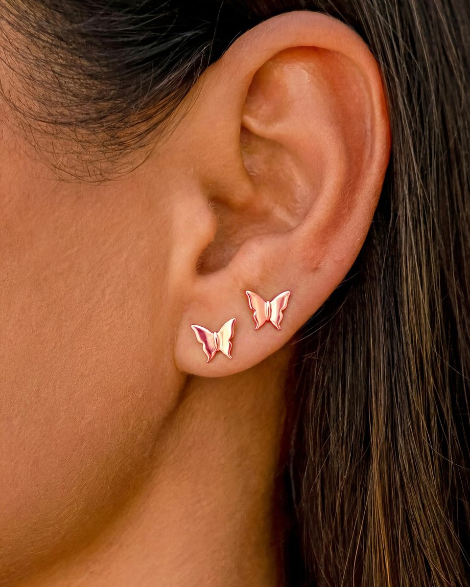 Dainty Rose Gold Stud Earrings – photo 2