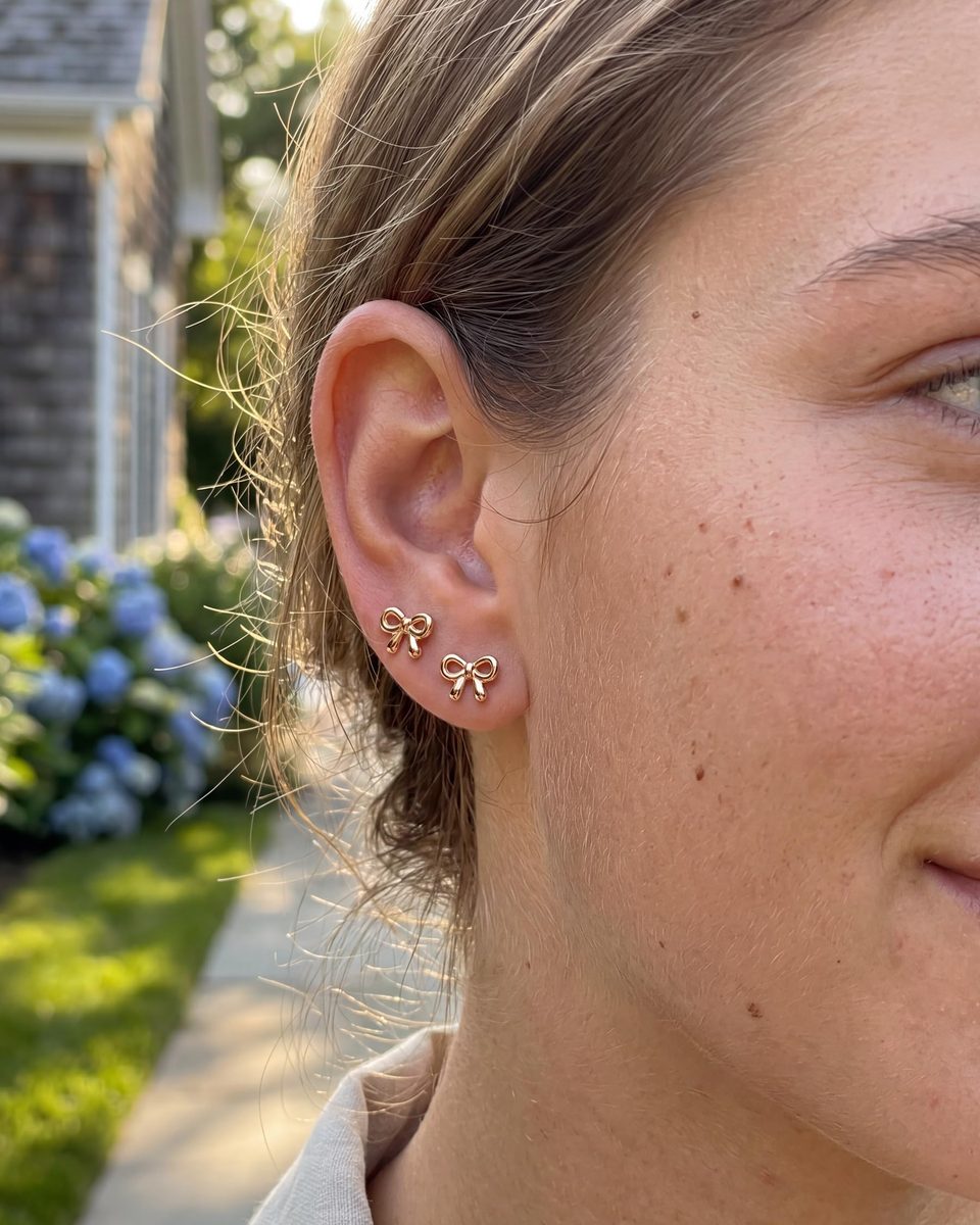 Trendy Rose Gold Stud Earrings – photo 2