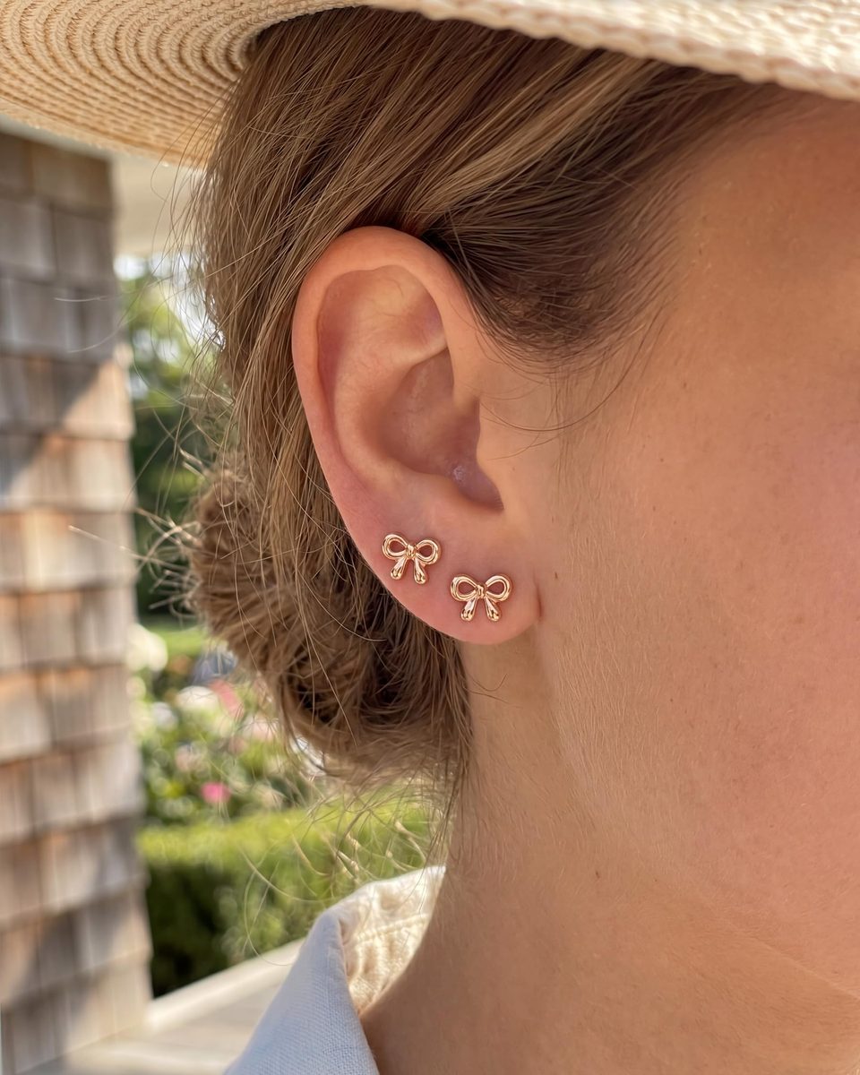 Trendy Rose Gold Stud Earrings – photo 3