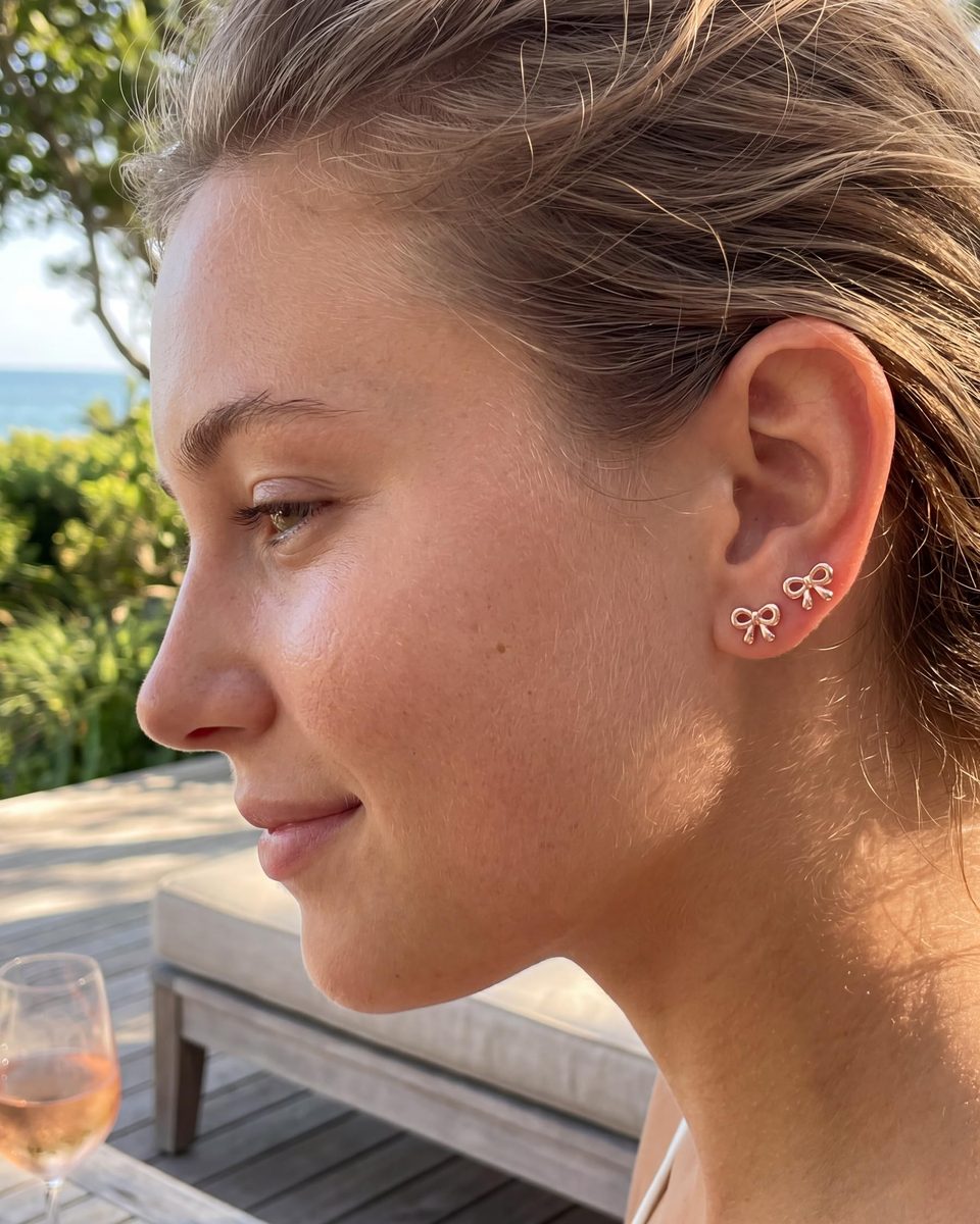 Trendy Rose Gold Stud Earrings – photo 4