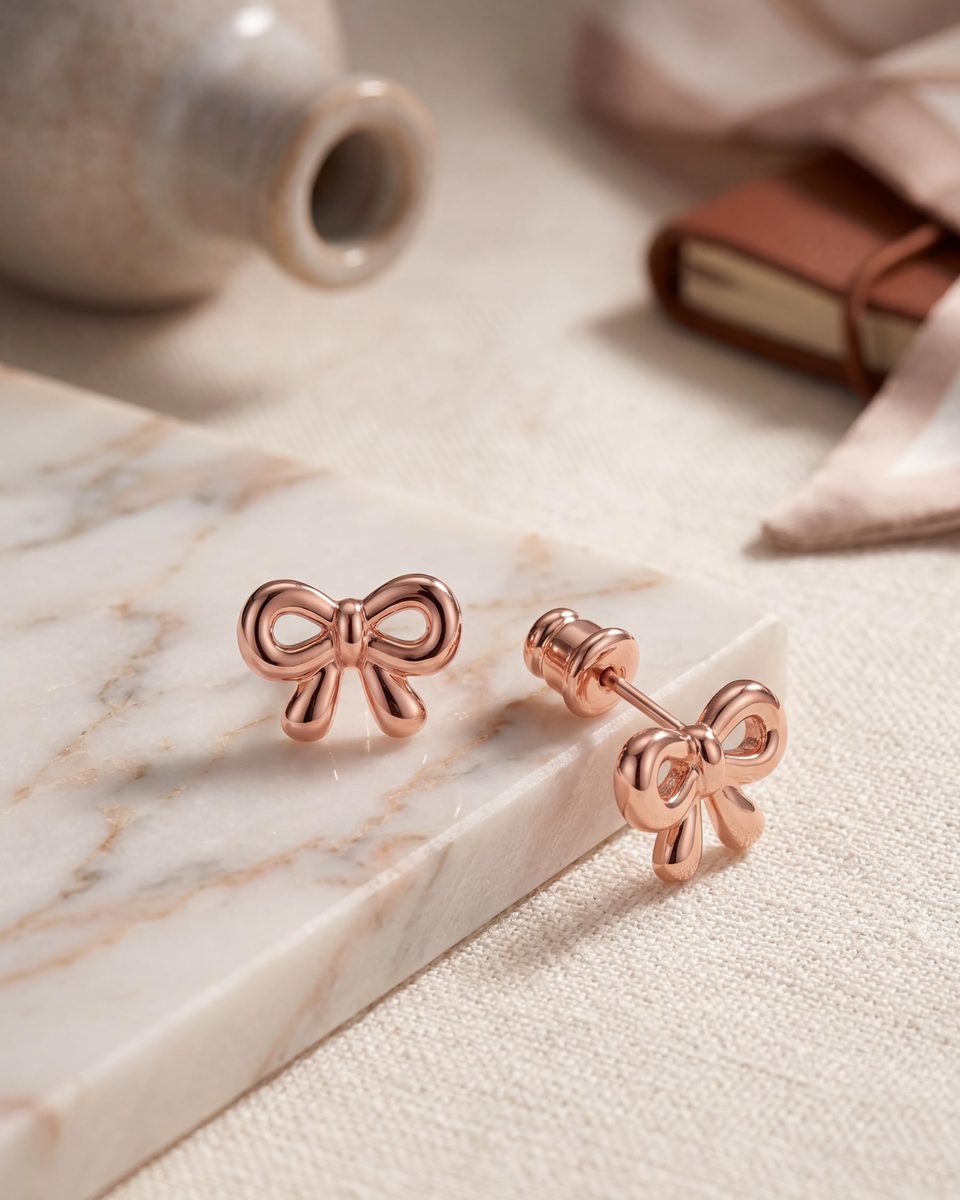 Trendy Rose Gold Stud Earrings – photo 6