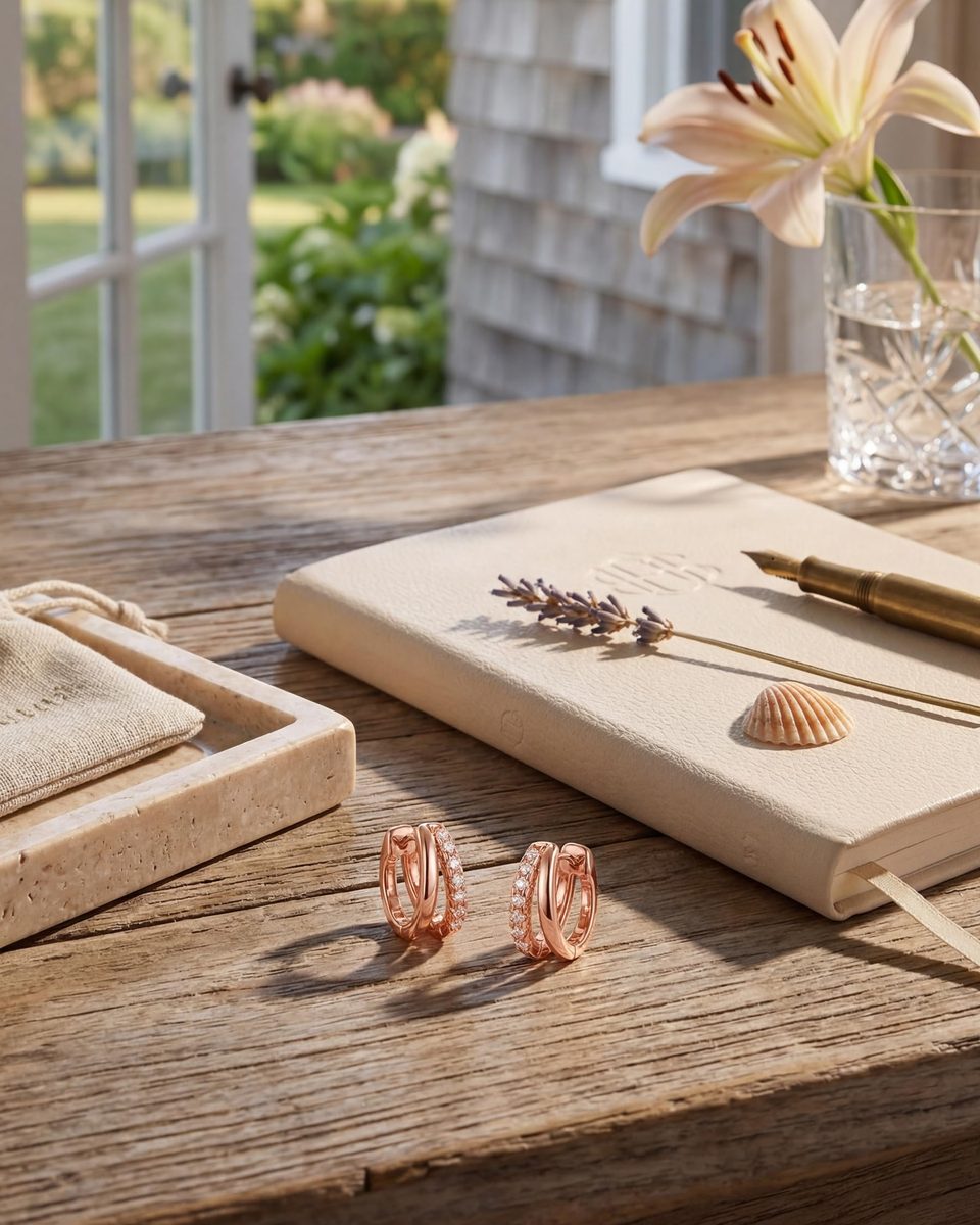 Trendy Rose Gold Huggie Earrings – photo 6