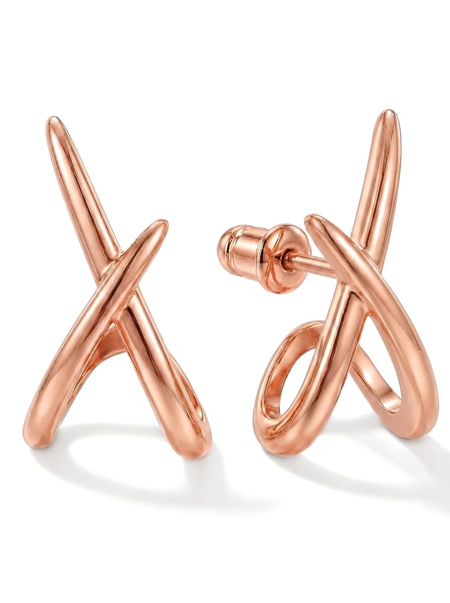 Trendy Rose Gold Stud Earrings
