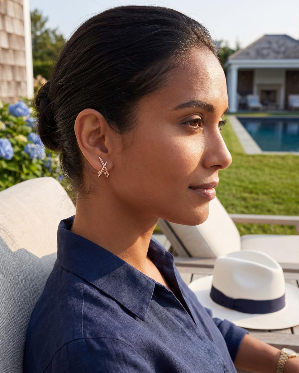 Trendy Rose Gold Stud Earrings – photo 3