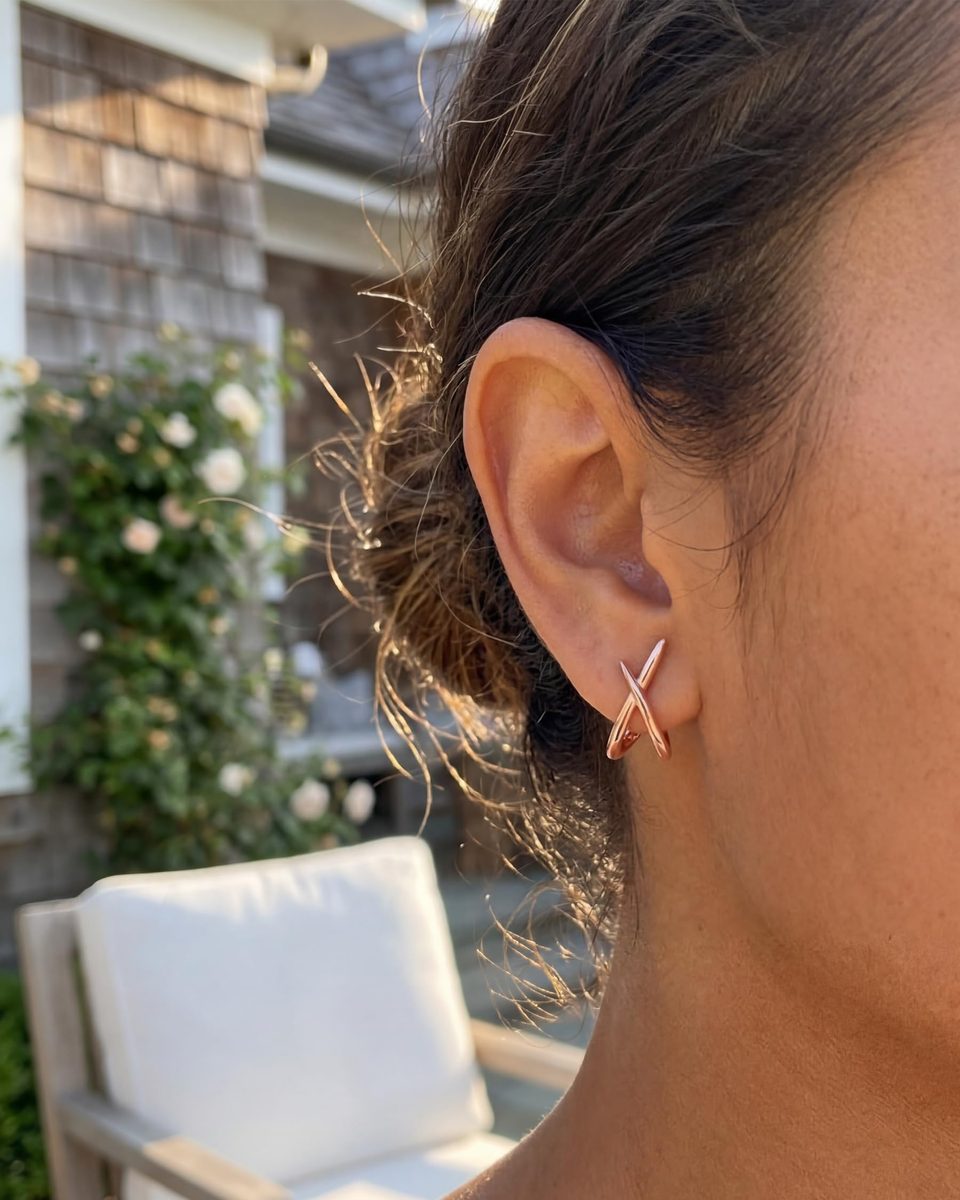 Trendy Rose Gold Stud Earrings – photo 8