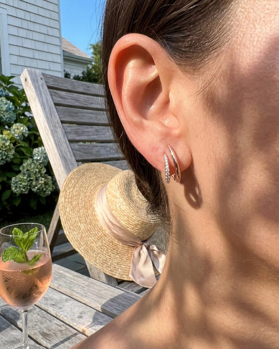 Trendy Rose Gold Stud Earrings – photo 2