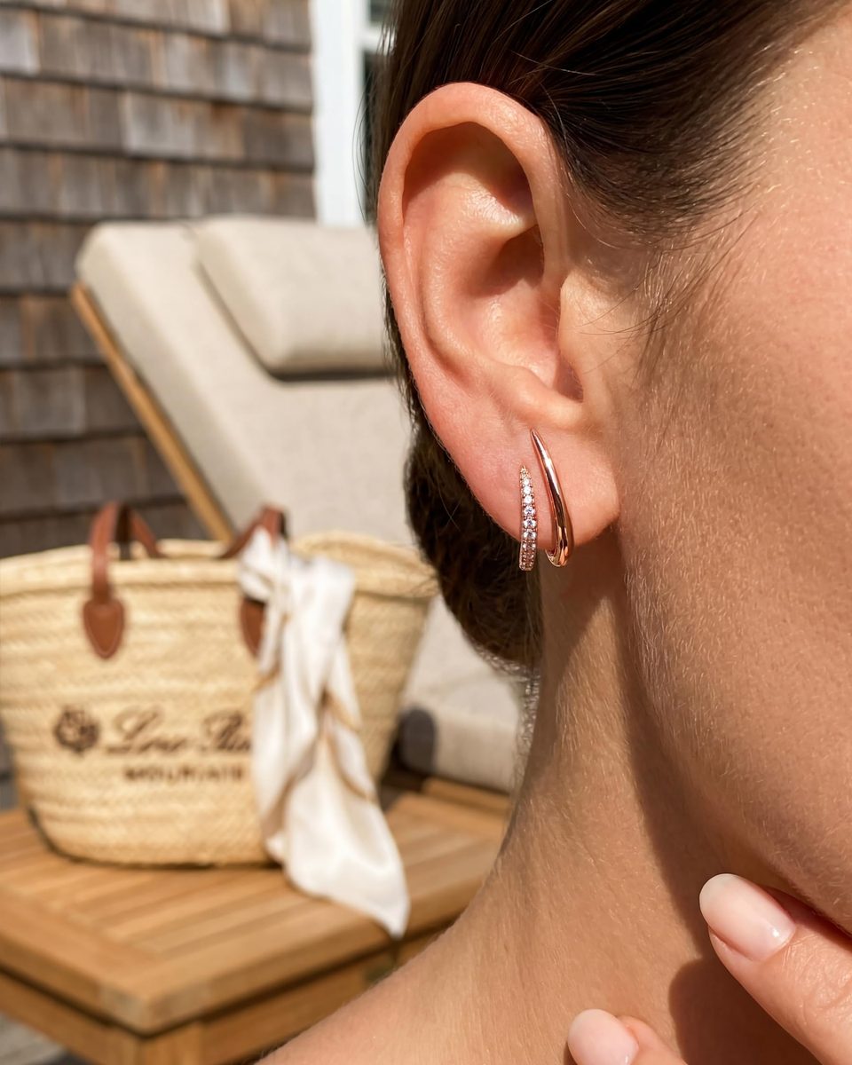 Trendy Rose Gold Stud Earrings – photo 3