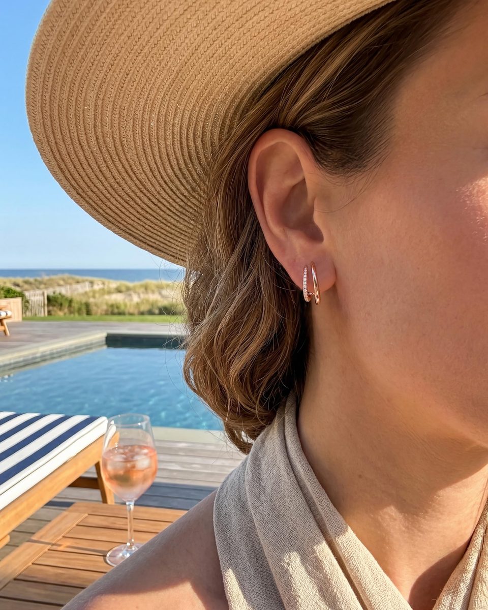 Trendy Rose Gold Stud Earrings – photo 4