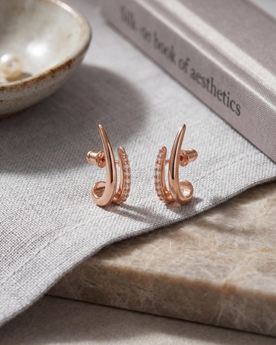 Trendy Rose Gold Stud Earrings – photo 8