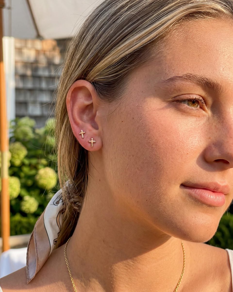 Trendy Rose Gold Stud Earrings – photo 2