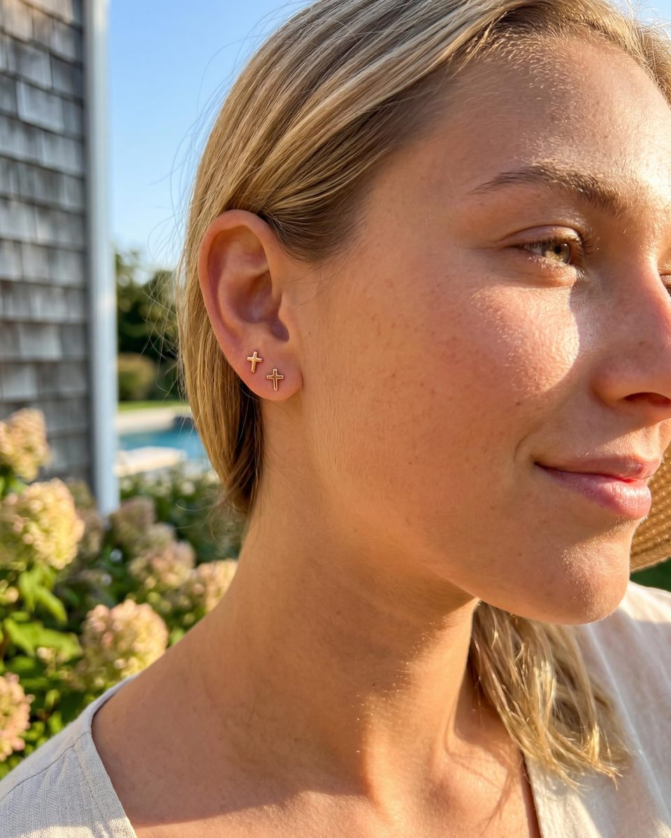 Trendy Rose Gold Stud Earrings – photo 4