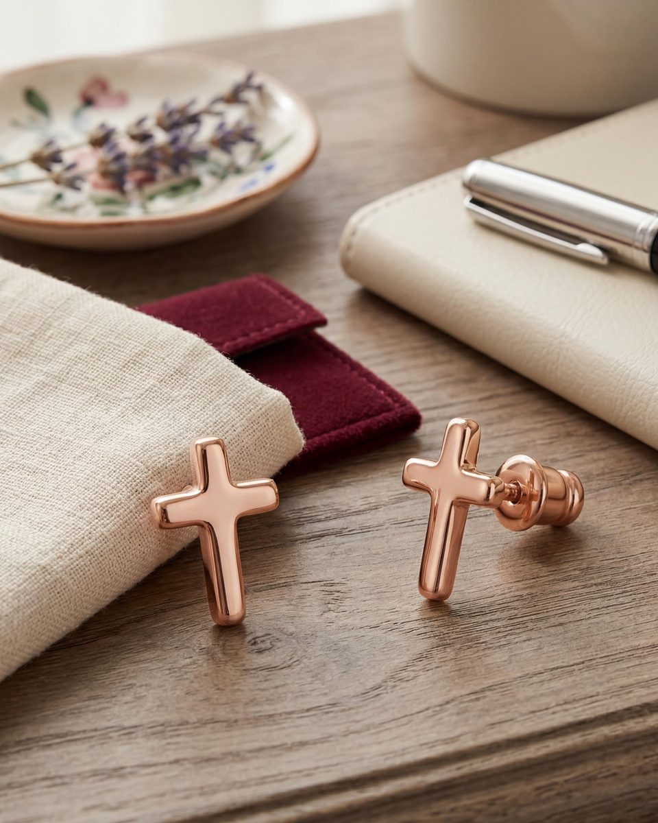 Trendy Rose Gold Stud Earrings – photo 5