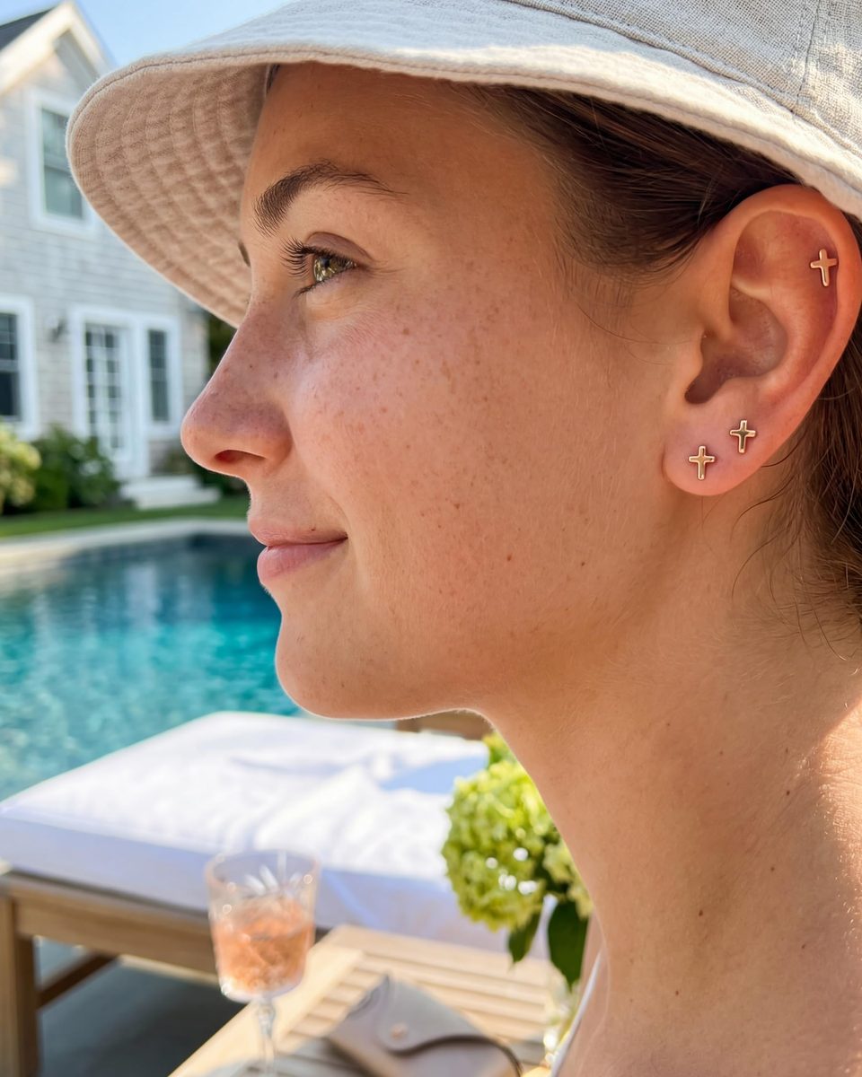 Trendy Rose Gold Stud Earrings – photo 7