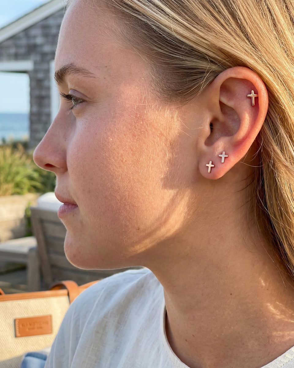 Trendy Rose Gold Stud Earrings – photo 8