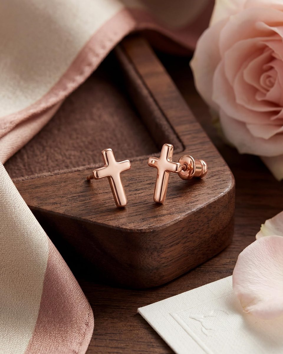 Trendy Rose Gold Stud Earrings – photo 9