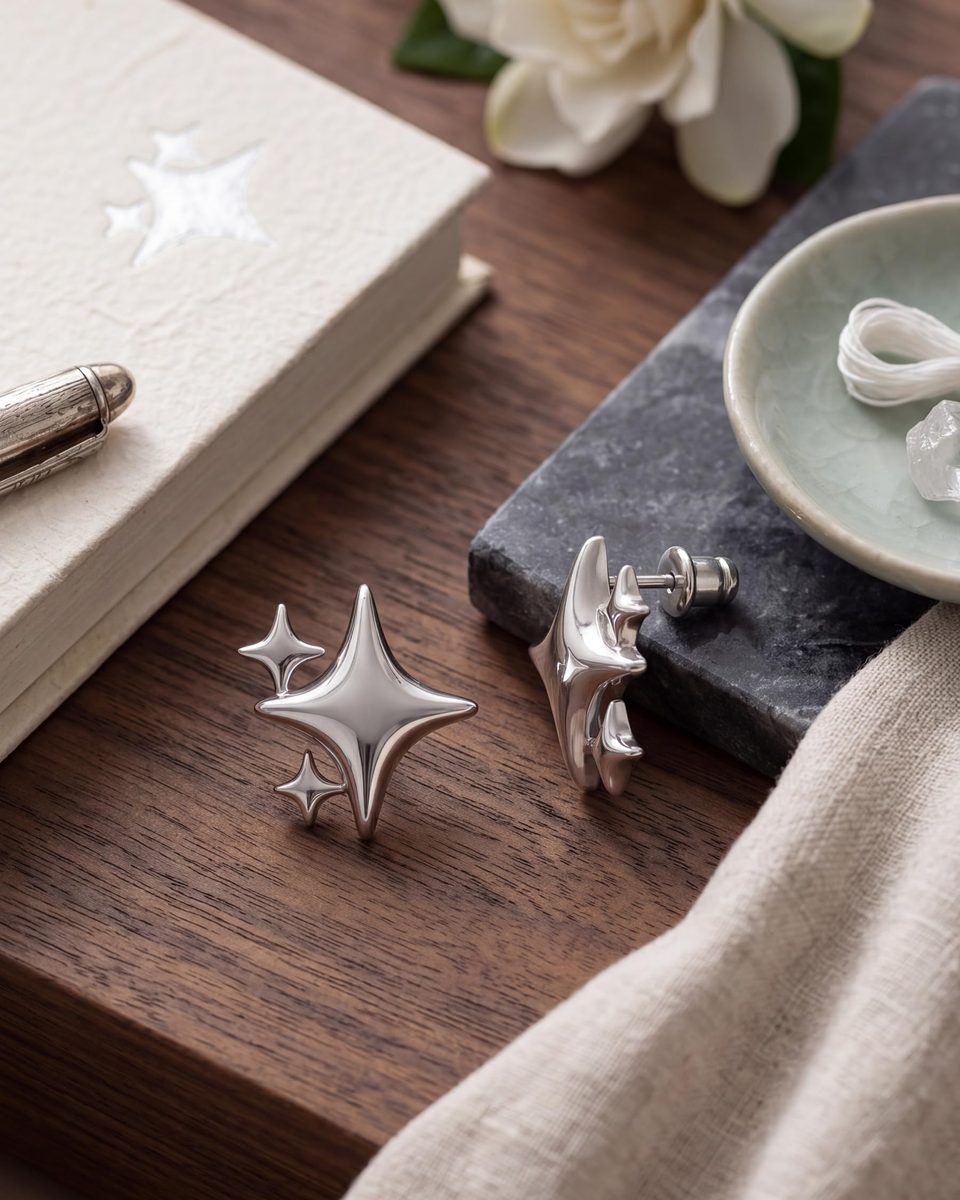 Trendy Silver Stud Earrings – photo 6