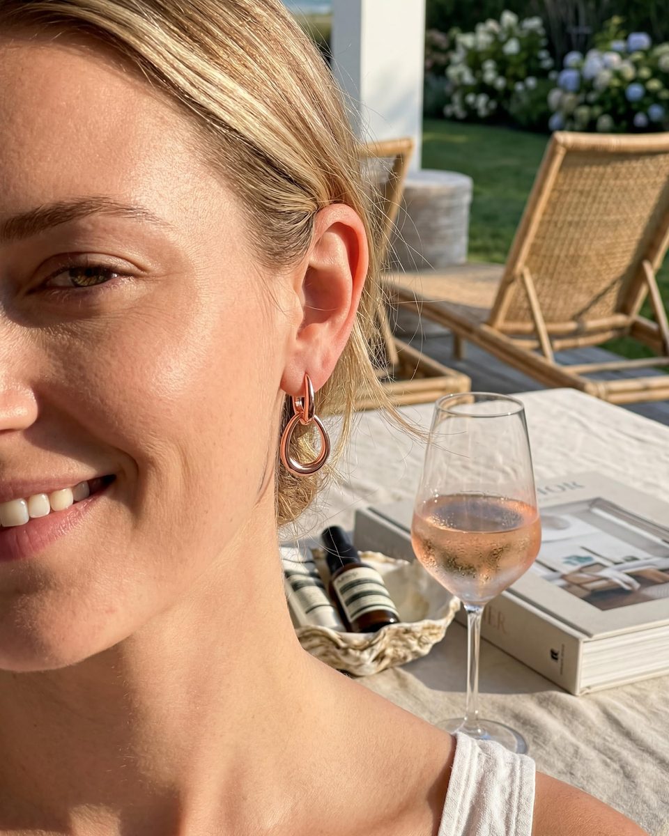 Trendy Rose Gold Dangle Earrings – photo 3