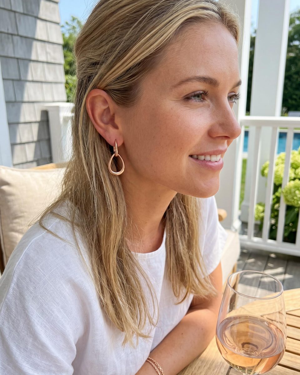 Trendy Rose Gold Dangle Earrings – photo 4