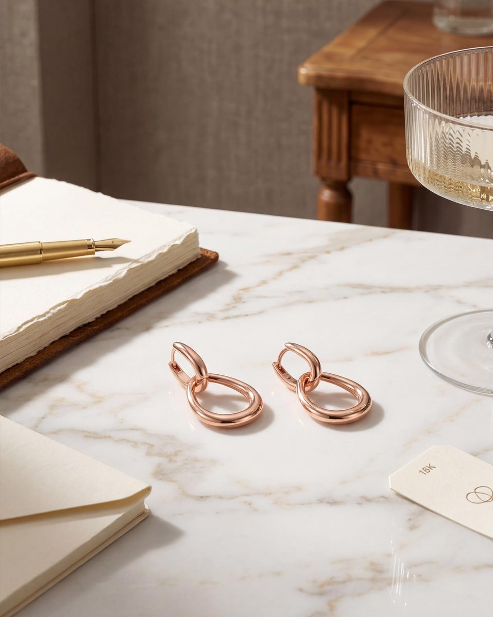Trendy Rose Gold Dangle Earrings – photo 5