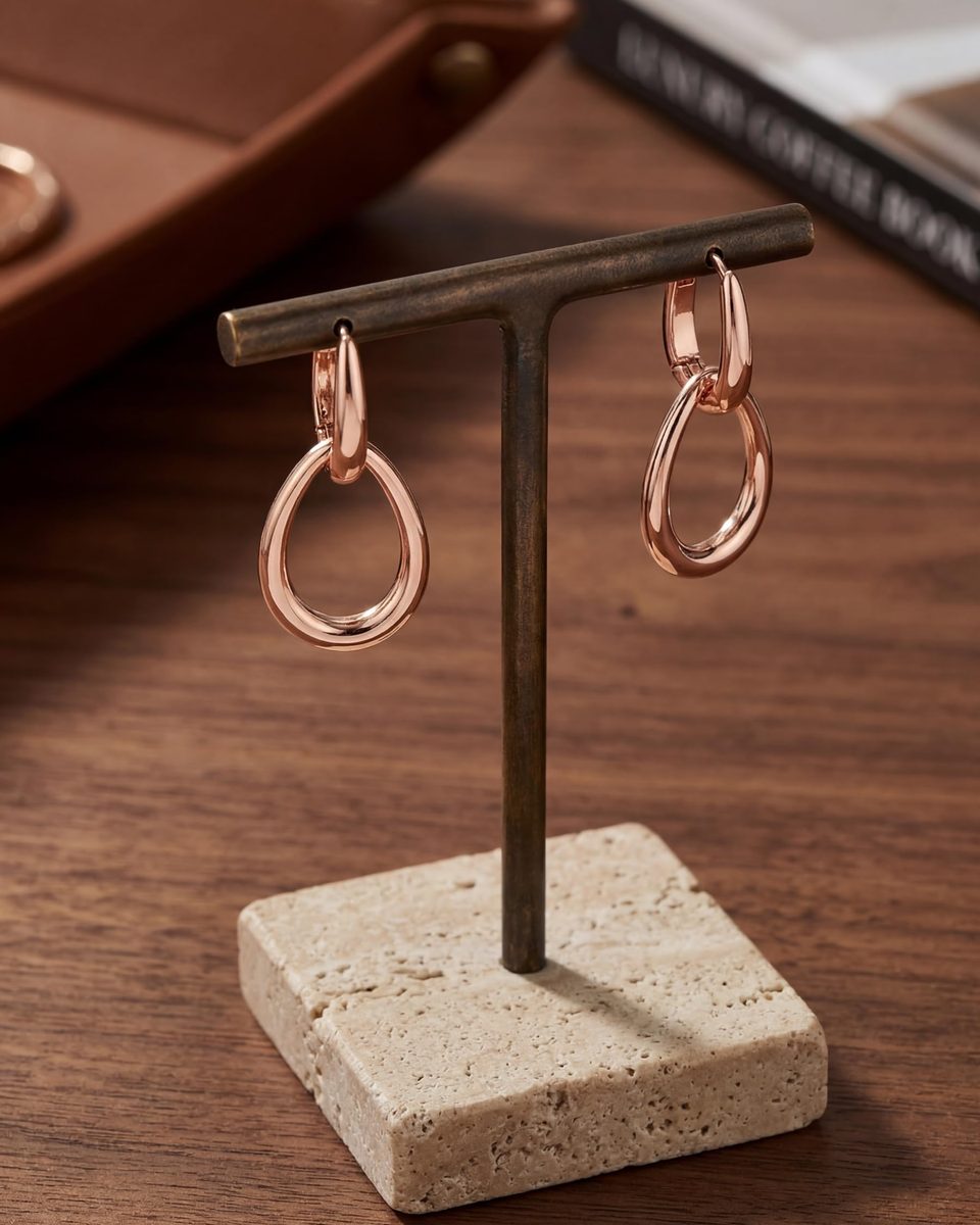 Trendy Rose Gold Dangle Earrings – photo 9