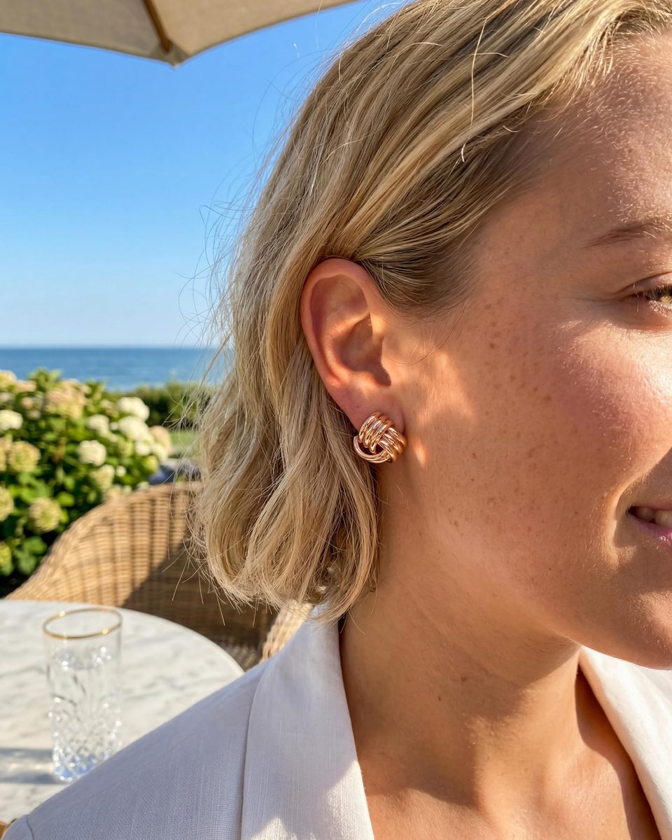 Trendy Rose Gold Stud Earrings – photo 2