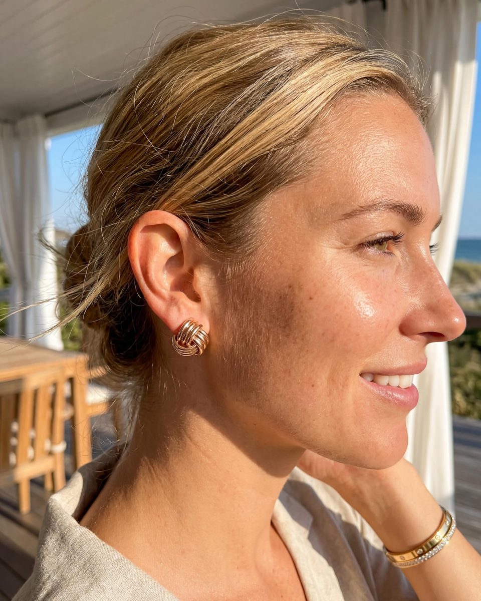 Trendy Rose Gold Stud Earrings – photo 3