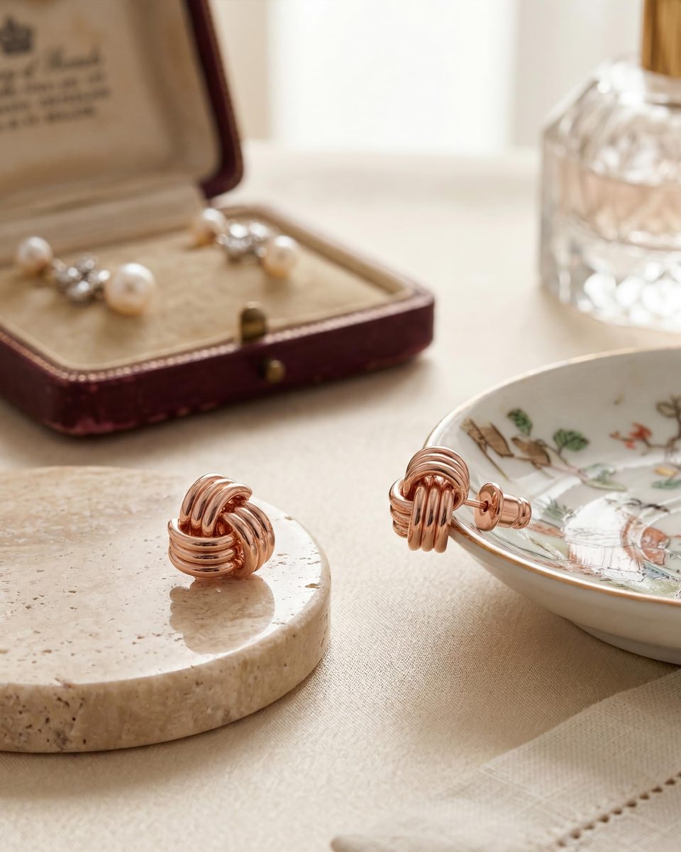 Trendy Rose Gold Stud Earrings – photo 6