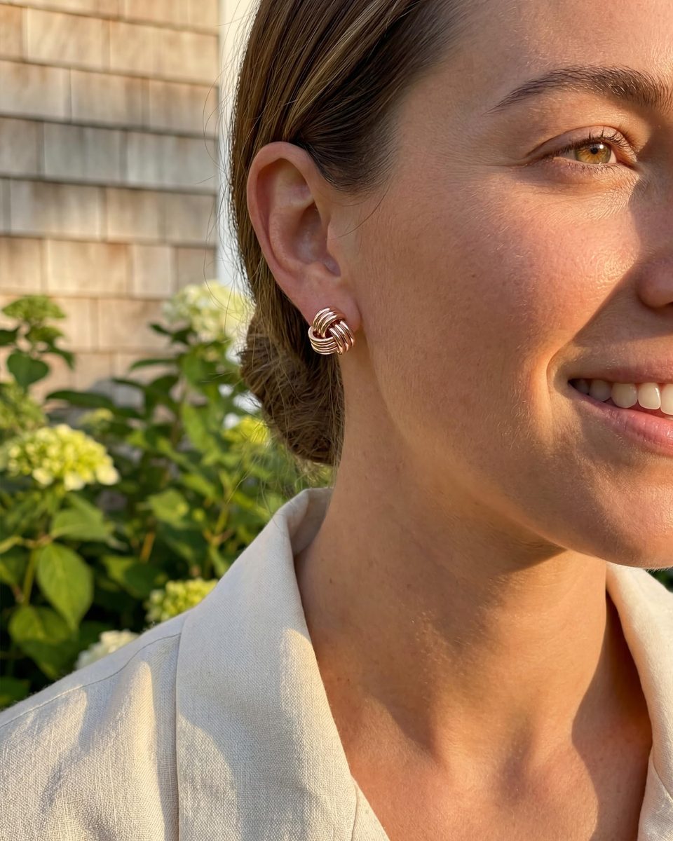 Trendy Rose Gold Stud Earrings – photo 7
