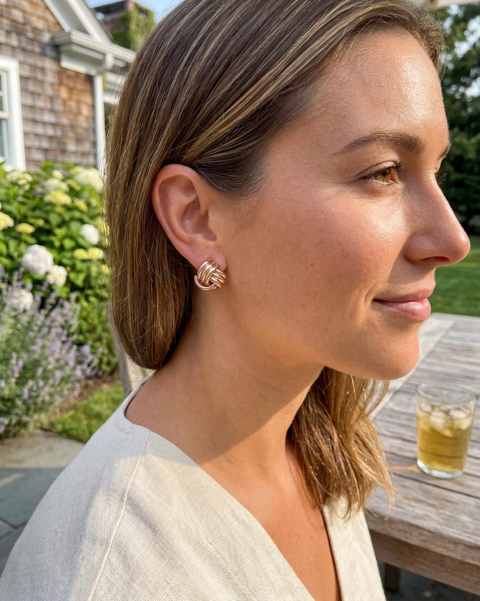 Trendy Rose Gold Stud Earrings – photo 8
