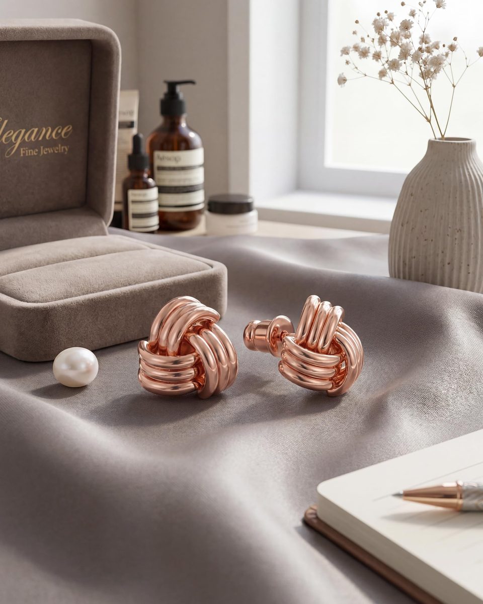 Trendy Rose Gold Stud Earrings – photo 9