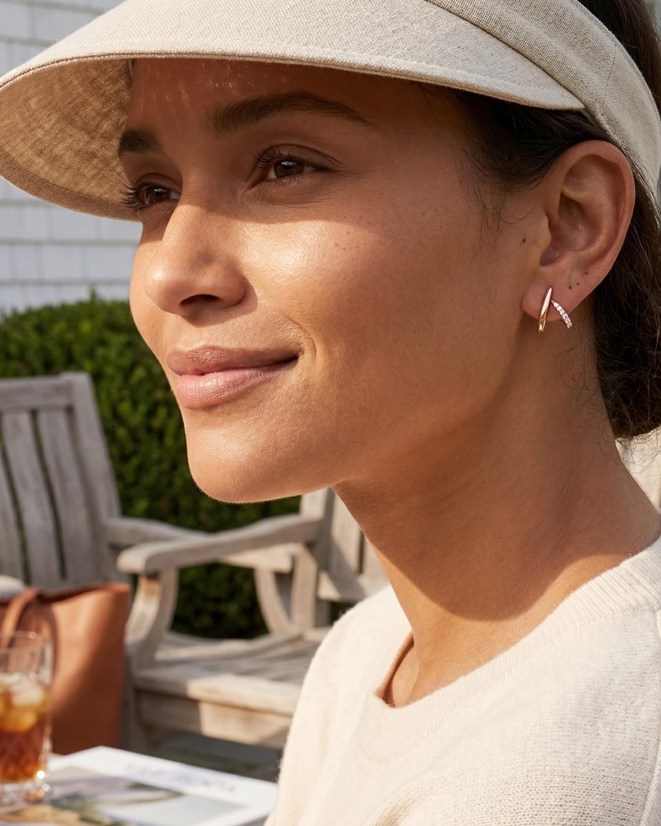 Dainty Rose Gold Stud Earrings – photo 2