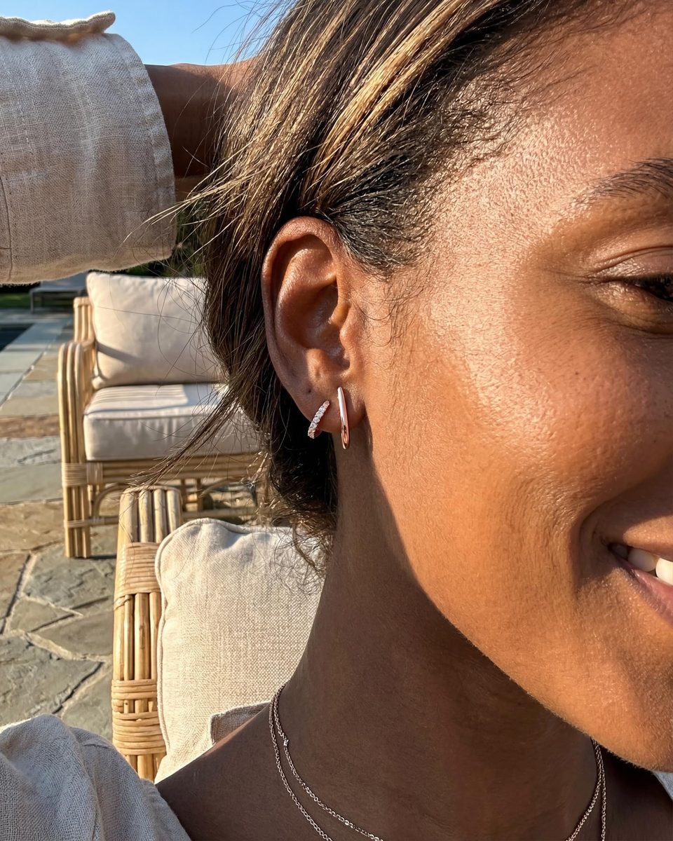 Dainty Rose Gold Stud Earrings – photo 4