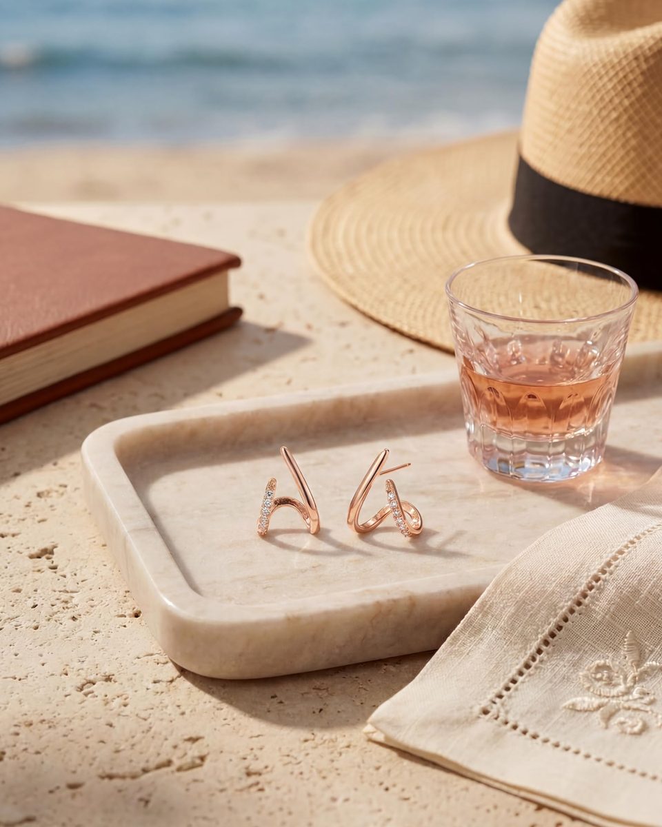 Dainty Rose Gold Stud Earrings – photo 5