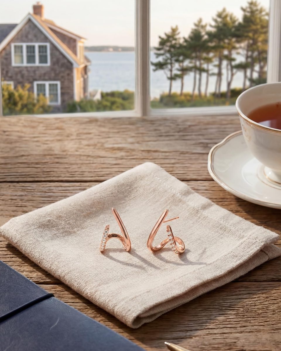 Dainty Rose Gold Stud Earrings – photo 9